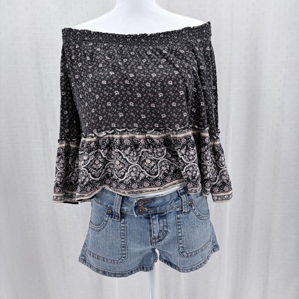American Eagle Outfitters Women's Soft Small Off Shoulder Y2k Fairy Boho Top
